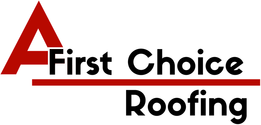 A First Choice Roofing logo: a red roof-shaped letter A beside the words First Choice Roofing